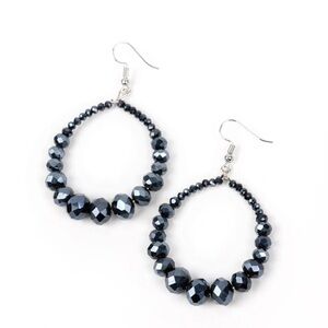 Elegant Blue Beaded Hoop Earrings